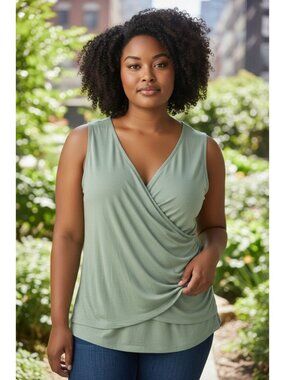 Torrid studio tissue jersey surplice tank top harbor gray green size 2X 18-20